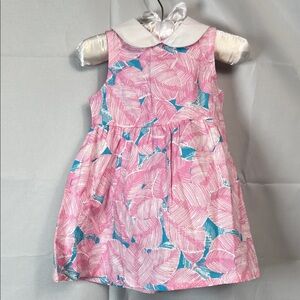 Carriage Boutique Pink and blue print dress with Peter Pan collar NWT 12 months